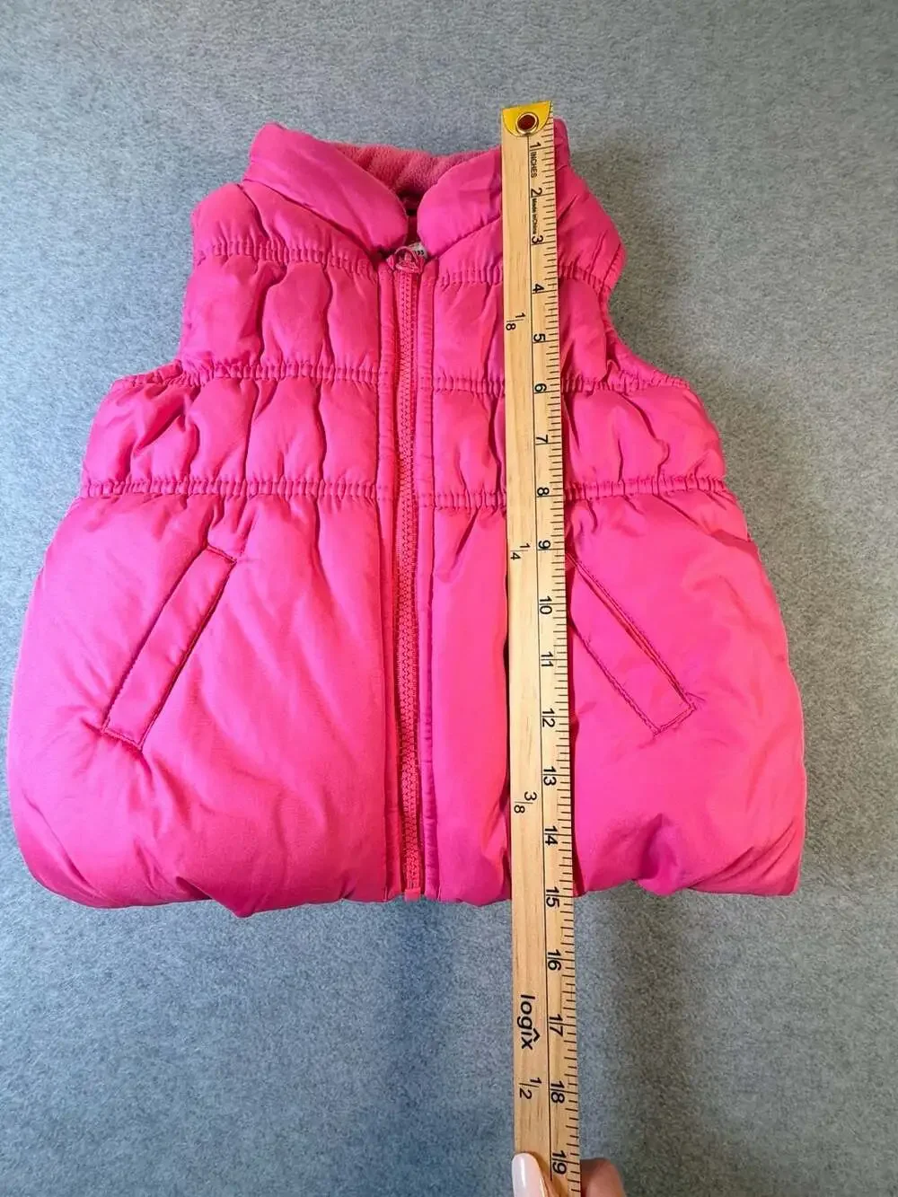OshKosh B'gosh Puffer Vest Size 18M Hot Pink Fleece Lined